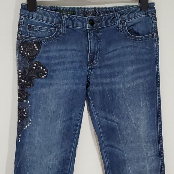 WRANGLER rock 47 31x32 ultra low rise dark wash bootcut jeans - Picture 2 of 8